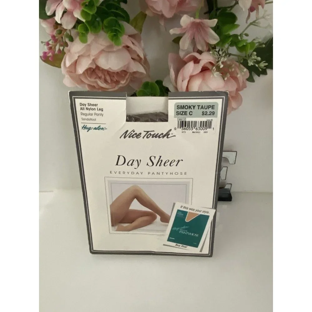Nice Touch Day Sheer Pantyhose Non Control Size C Smokey Taupe Day Sheer Toe NIB